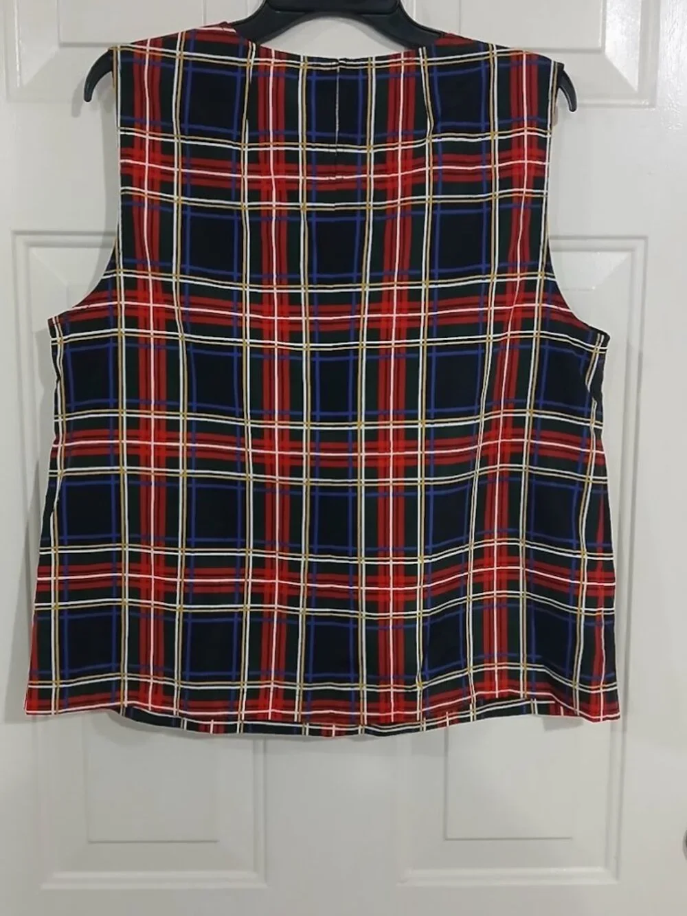 J. Crew Factory Tartan Plaid Taffeta Ruffle Tank Top Red Holiday Women's